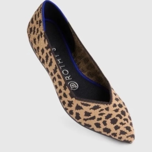 Rothy’s Women’s Pointed Toe Leopard Print Flats Shoes 9 Tan & Brown Slip On - Picture 1 of 6